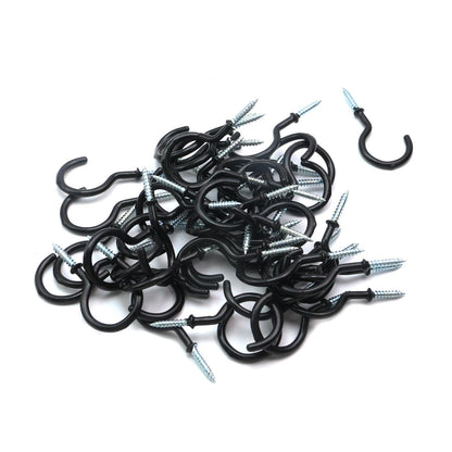 Xiaoyztan 50 Pcs Vinyl Coated Screw-in Hooks Iron Ceiling Hooks Multi-Purpose for Wall Hanging Plants Hanging Decoration or Tools Hanging (Black 2in)