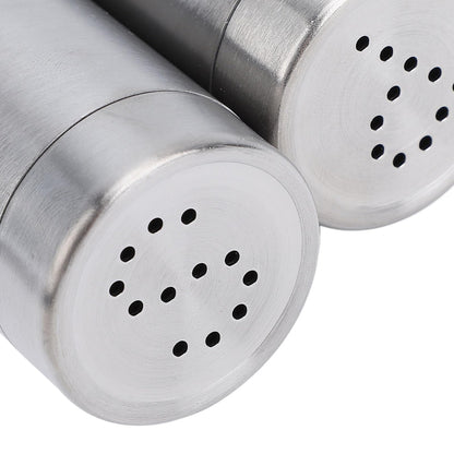 2 Pack Salt and Pepper Shakers Set, Stainless Steel Salt Pepper Shaker Seasoning Bottles with Perforated "S" and "P" Caps, Dining Table Silver Shakers for Home Cooking Restaurants Bar BBQ