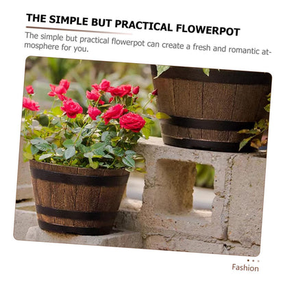 Resin Tree Pattern Planter Pot 9.05 Inch with Drainage for Succulents Bonsai Herbs Outdoor Flower Pot Decorative for Garden Balcony