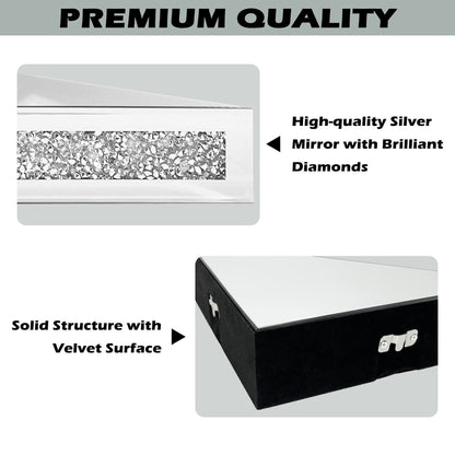 Royxen Corner Floating Shelves 2 Sets, Corner Shelf Wall Mounted Crushed Diamond, Corner Shelves Crystal Mirrored, Floating Corner Shelves for Wall