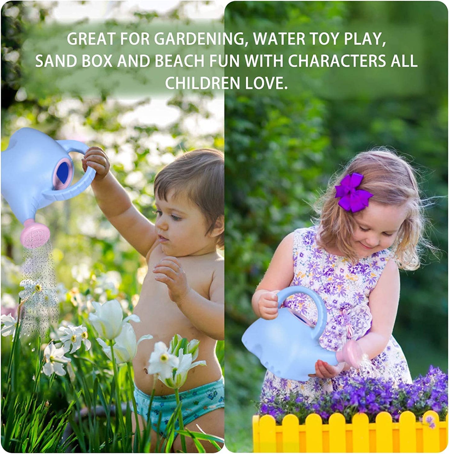 LOYUYU 0.4 Gallon Plastic Watering Can Small Lightweight Cute Indoor Outdoor Garden Plants, Watering Can with Shower Head Elephant: Pink Body Blue Head
