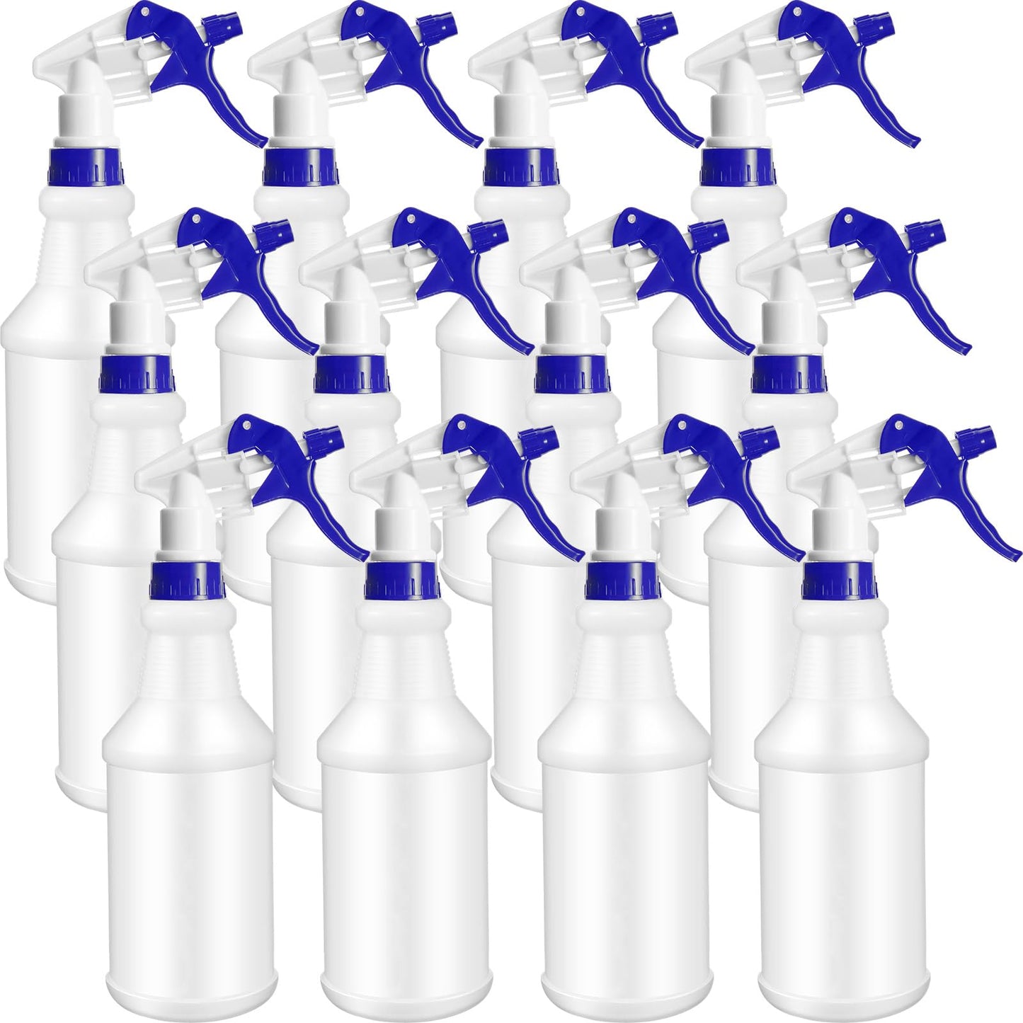 Eccliy 12 Pcs 16 Oz Plastic Spray Bottle, Adjustable Empty Reusable Sprayer for Cleaning, Planting, Water, Bathroom and Kitchen, BBQ, Commercial and Residential (Original,Dark Blue)