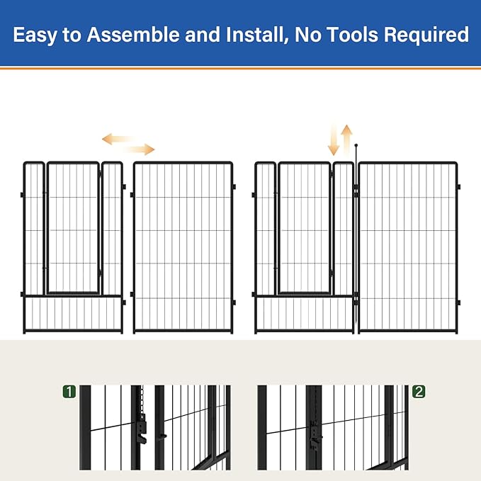 Dog Playpen 42 inch 8 Panels for Indoor & Outdoor Use – Heavy-Duty Metal Pet Fence with Ground Stakes, Rounded Ball Tops for Safety, Stable & Foldable Design, Easy to Assemble