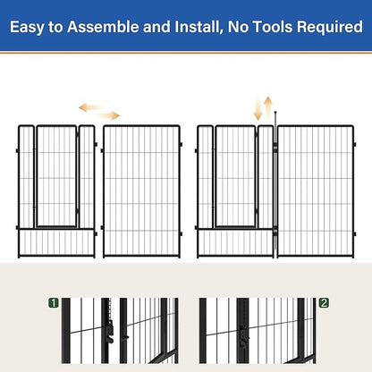 Dog Playpen 42 inch 4 Panels for Indoor & Outdoor Use – Heavy-Duty Metal Pet Fence with Ground Stakes, Rounded Ball Tops for Safety, Stable & Foldable Design, Easy to Assemble