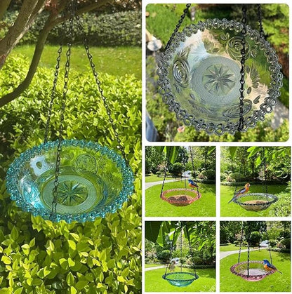 Hanging Bird Bath Bird-Feeder,Outdoor Birdbath Bowl,Garden Bird Bat Bird Feeder Plate Hanging Tray for Garden Patio Backyard Decor Gift for Bird Lovers (Purple)