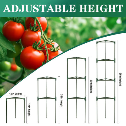 Tiuire Tomato Cages for Garden,2 Pack 50in Tall Tomato Plant Support Stakes Adjustable Heavy Duty Steel Plant Tower Stakes, Updated Cucumber Trellis Garden Cages for Climbing Plants Vegetable Flowers