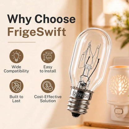 FRIGESWIFT Salt Lamp Bulb 25W, E12 T20 Candelabra Base Bulb for Himalayan Salt Lamps, Wax Warmers, Night Lights & Bathroom Lights, 120V 2700K Clear Glass - Pack of 14