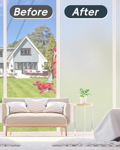 Frosted Glass Window Privacy Film Decorative with Tools, 2 Way Frosting Privacy Film for Glass, Static Cling Window Tint for Home Anti-UV, Covering Clings 47.2" by 78.74"
