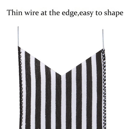 Hongsome 2 Pack Black White Stripe Halloween Fall Bows for Wreaths,12”x20”Black and White Christmas Decorations Bow for Tree Topper Gothic Spooky Holiday Birthday Party Wall Home Front Door