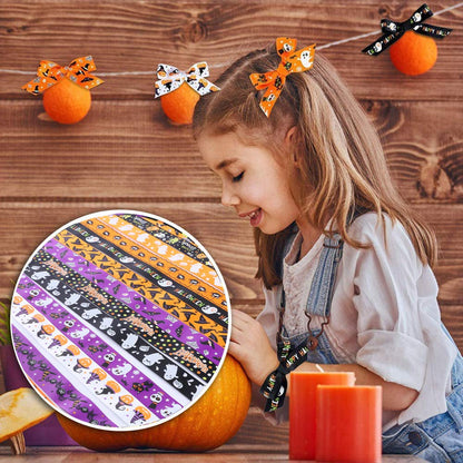 30yards Halloween Grosgrain Ribbon Wired Fabric Ribbon Bats Spiders Web Printed 1 Inch Grosgrain Ribbons Crafts Gift Wrapping Holiday Ribbons for DIY Bows Wreath Crafts
