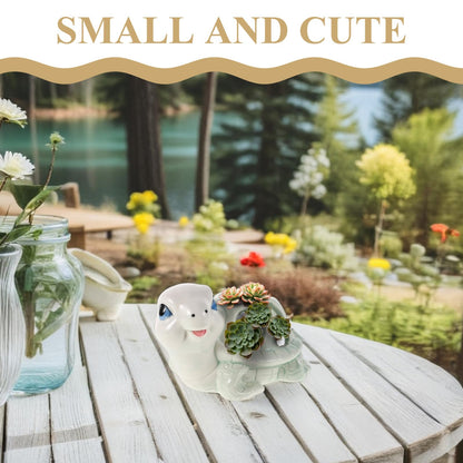 Housoutil Ceramic Animal Succulent Planter Pot Small Cute Turtle Shape Porcelain Mini Manual Planter for Indoor Desk Decoration