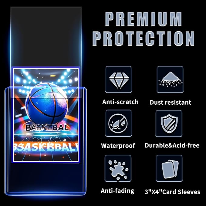1000 Card Sleeves Toploads for Cards,3" x 4" Baseball Card Protectors,Premium Standard Size Trading Hard Plastic Card Holder for Sports Football Cards(500 Hard Protectors +500 Soft Sleeves)