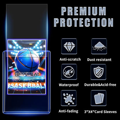 1000 Card Sleeves Toploads for Cards,3" x 4" Baseball Card Protectors,Premium Standard Size Trading Hard Plastic Card Holder for Sports Football Cards(500 Hard Protectors +500 Soft Sleeves)