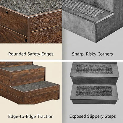 beeNbkks Furniture Style Dog Stairs, Pet Steps for Small Dogs and Cats, Wooden Non-Slip Pet Ladder for Elderly Injured Pets Short Legged Puppy to Reach Couch Sofa High Bed Windowsill