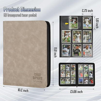 Trading Card Binder, Premium 9 Pocket Double Sided 540 Pocket PU Card Collection Binder, Collectible Trading Card Albums for MTG, TCG, Sport Card, Game Cards (Ecru)