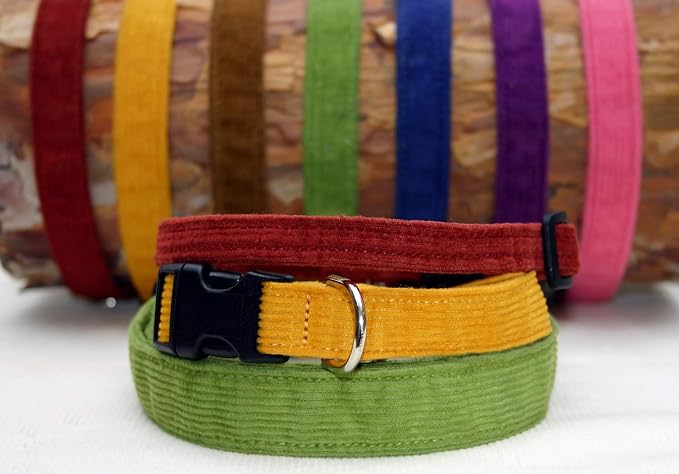 Hemp Corduroy Dog Collar - No Pattern (1" Extra Large, Black)