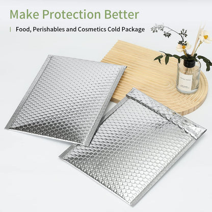QIQIDAI Thermal Bubble Mailer 13.75 x 10.5 Inch, Pack of 10 Cool Bubble Mailers,Insulated Mailers for Cold Shipping, Waterproof Foil Mailing Envelopes,Insulated Shipping Bags for Food,Perishables