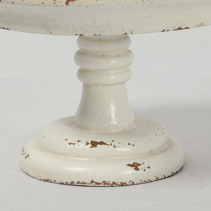 Rustic White Wood Pedestal Tray Stand for Table Decoration,Round Distressed Finished Cake Stand Dessert Table Display,Farmhouse Cake Stand Candle Holder Perfect for Weddings,Birthdays