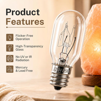 FRIGESWIFT Salt Lamp Bulb 25W, E12 T20 Candelabra Base Bulb for Himalayan Salt Lamps, Wax Warmers, Night Lights & Bathroom Lights, 120V 2700K Clear Glass - Pack of 14