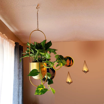 JUSUFU Metal Hanging Planters, Gold Hanging Planters for Indoor & Outdoor Plants, No Plant incld(Gold)