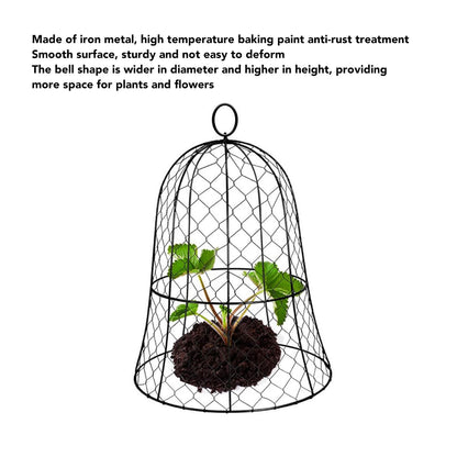 Garden Chicken Wire Cloche 10 Pack Garden Cloches for Plants Wire Plant Protectors from Animals Bell Shape Design Hook on the Top Thickened Iron Construction for Seedlings Shrubs Protection