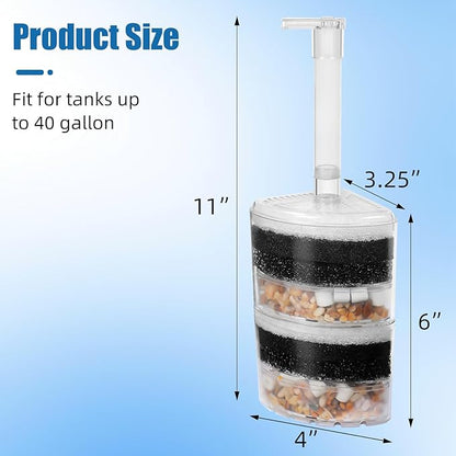 AQUANEAT Sponge Filter, Aquarium Air Driven Corner Filter Sponge for Fry Shrimp Nano Fish Tank