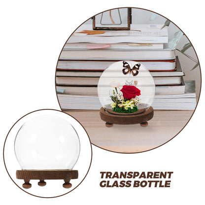 HOLIDYOYO Clear Glass Cloche Display Dome Bell Jar with Wood Base Diy Snow Globe Kit Keepsake Display Case Terrarium for Preserved Plant Succulent Craft 3.9 Inch