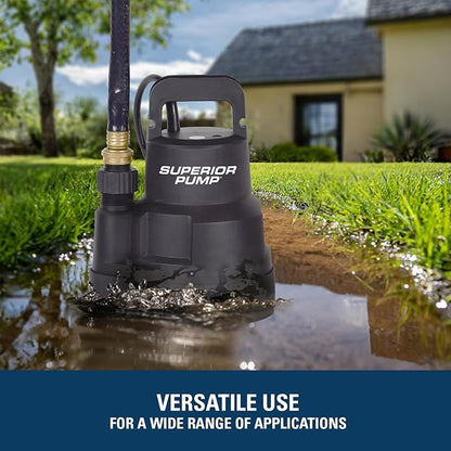 Superior Pump 91014 1/4 HP High Flow Thermoplastic Utility Pump, Black