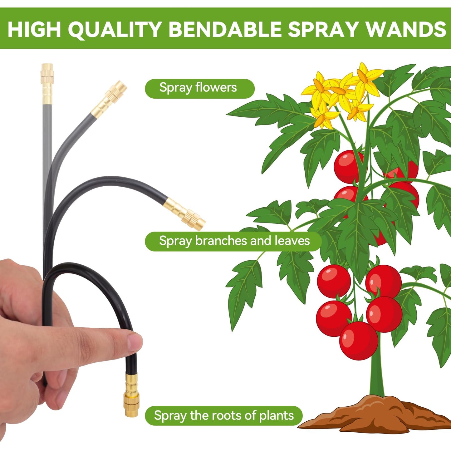 Drip Irrigation Parts ONLY 6pcs of 360° Adjustable Arm Sprayer Copper Nozzles and Quick Connect Base - No Tubing No Faucet Adapter
