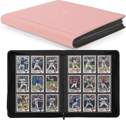 Trading Card Binder, Premium 9 Pocket 540 Double Sided Pocket Collection Binder, Card Album for TCG Card Holder for Game Card, Sports Card, Yugioh, MTG etc(Pink)