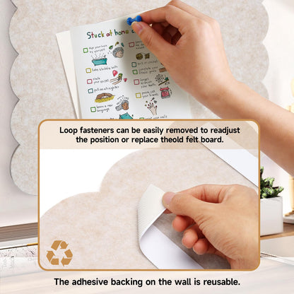 Felt Bulletin Board 36" x 24" Cork Board Alternative,Decorative Felt Pin Board Foldable Cork Boards for Walls Self-Adhesive Cork Board for Home Office Classroom Pin Board (Beige)