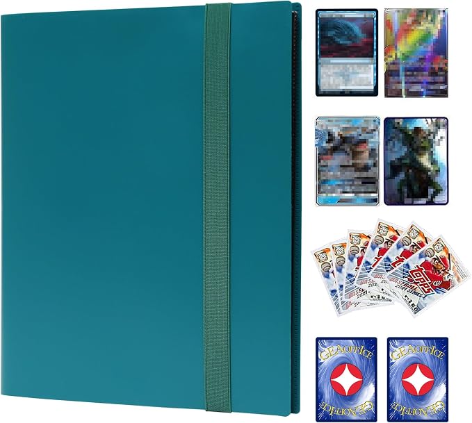 GEAoffice Card Binder, 9-Pocket Trading Card Album Folder, 360 Side Loading Pockets Binder for TCG, Sports&Game Cards, and MTG Cards, (Peacock Blue)