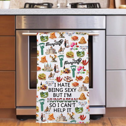 JNIAP Hungarian Kitchen Towel Hungary Gifts Hungarian Chef Gift Hungarian Flag Dish Towel Hungary Hand Towel (Hungarian kt)
