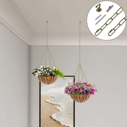 Omytie 15 Ft Heavy Duty Hanging Chain Kit with Connection Locks & Swag Ceiling Hooks for Lighting Fixture, Chandelier, Pendant, Lantern, Swag Lamp, Plant/Flower/Fruit Basket, Bird Feeder (Bronze)