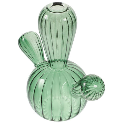 Ipetboom Cactus Shaped Glass Vase Decorative Terrarium Jar Hydroponic Plant Container for Home Décor Green Glass Vase Ornament for Tabletop and Indoor Gardening