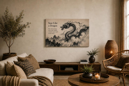 ICE ARMOR Large Mystic Dragon Cloud Wall Artwork 24x36 Inch Frameless Spiritual Canvas Wildlife Meditation Decor for Living Room Bedroom Asian Fantasy Zen Decor Ready to Hang
