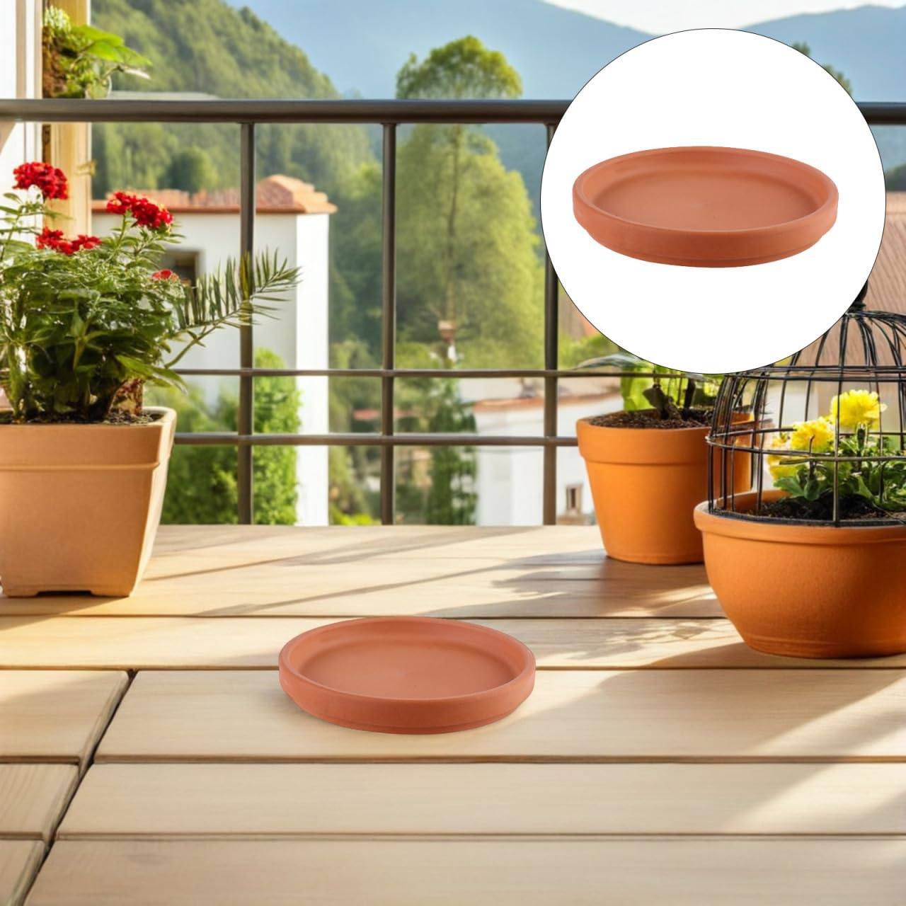 Healeved 10 Pcs Small Pottery Plant Saucers Without Drainage, 3in Terracotta Pot Saucer for Indoor Outdoor Planter Round Flower Pot Tray Holders for Gardening