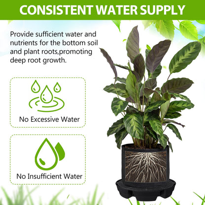 Geelin 6 Pcs Self-Watering Fabric Pot Base Auto-Irrigation System Plant Saucer for 5 Gallon Fabric Pots Auto Watering Plant Water Tray Self Watering System for Indoor Greenhouses Grow Tents Gardens