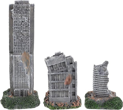 SHOWERORO 3pcs Aquarium Ruins Decorations - Fish Tank Resin Castle Hideouts for Fish Shrimp - Antique Model City Buildings for Underwater Landscaping Decors