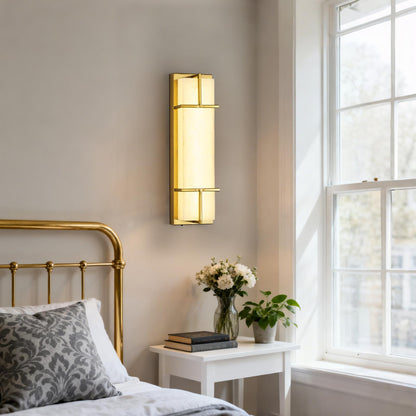 Fanyank 15.7inch Alabaster Wall Sconces Set of Two, 3 CCT Dimmable Square Natural Marble Lampshade Wall Sconce, Modern Hardwired LED Alabaster Indoor Wall Lamps Dining Room Stairs Bedroom Gold