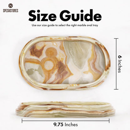 SPESHSTONES Marble Tray 9.75 Inch Handmade Green Onyx Bathroom Tray for Countertop Décor - Decorative Trays for Perfume, Candle, Jewelry & Vanity Accessories