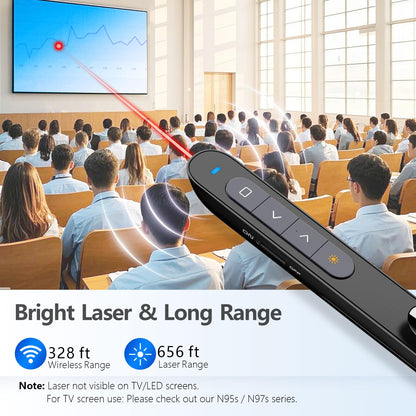 Norwii Bluetooth Presentation Clicker for PowerPoint, Wireless Presenter, Presentation Remote with Pointer, Slide Clicker with 328ft Long Range for Teacher and Presenter, macOS Applicable