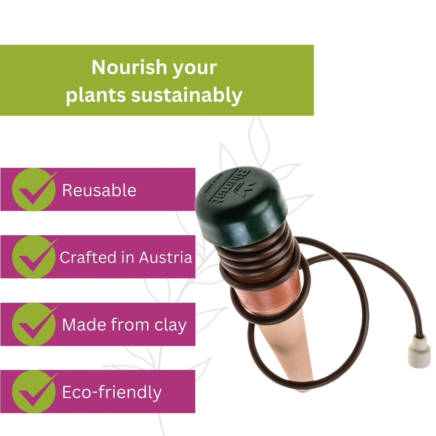 Blumat Classic Self-Watering Stakes - Automatic Drip Irrigation System for Indoor Plant Watering & Outdoor - Water Drip Solution for Potted Plants - Slow Release Stakes, 9 Pack, wo Adapter