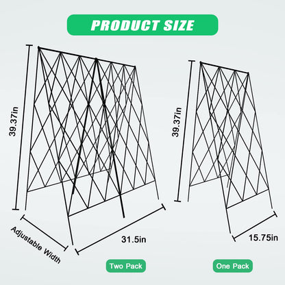 DoCred Cucumber Trellis, 2 Pack Metal Foldable A Frame Garden Trellis for Raised Bed Climbing Plants, Vegetables, Includes Plant Support Clips, Twist Ties, Plastic Ties, A Frame Trellis, Black