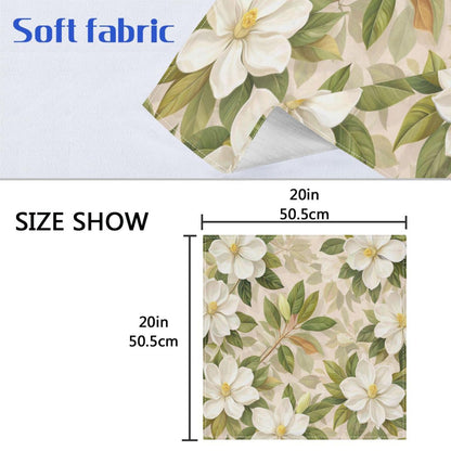 White Magnolia Flowers Cloth Napkins Dinner Napkin Set of 6 for Kitchen Parties Weddings Cocktail Christmas Halloween Thanksgiving Festivals