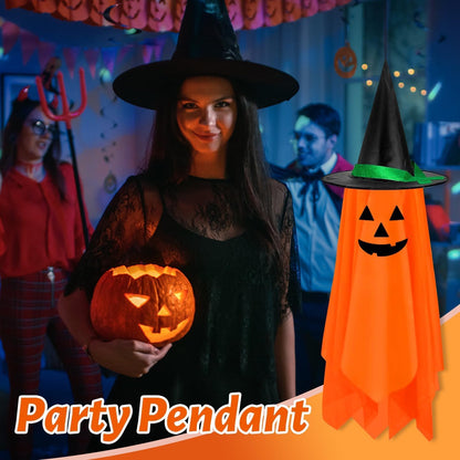 2Pcs Halloween Decorations, Halloween Pumpkin Decorations, Hanging Pumpkin Witch Hats Ornaments for Home Garden Yard Party