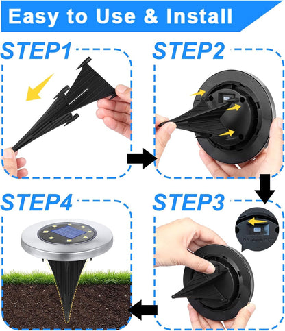4.6 Inch Diameter Solar Ground Lights, Waterproof Solar Garden Lights, Outdoor Garden Waterproof Bright in-Ground Light, Landscape Lighting for Pathway,Yard,Lawn,Patio,Walkway (12 Pack Warm Light)