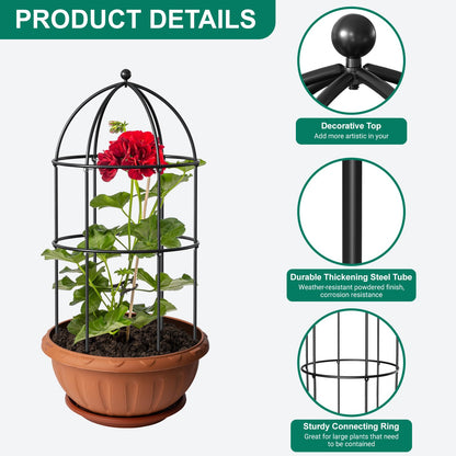 DoCred 3 Pack Plant Support, Plant Supports for Peonies Large Sturdy Grow-Through Steel Flower Support Trellis and Garden Decor | Best to Support Peonies, Baptisia, Sedum, Black