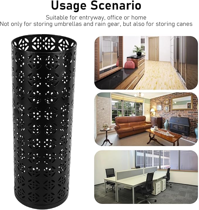 Round Umbrella Organizer Bin, Freestanding Metal Umbrella Holder Umbrella Stand Rack for Entryway, Canes Walking Sticks Holder Rain Collection for Home, Office (Large)
