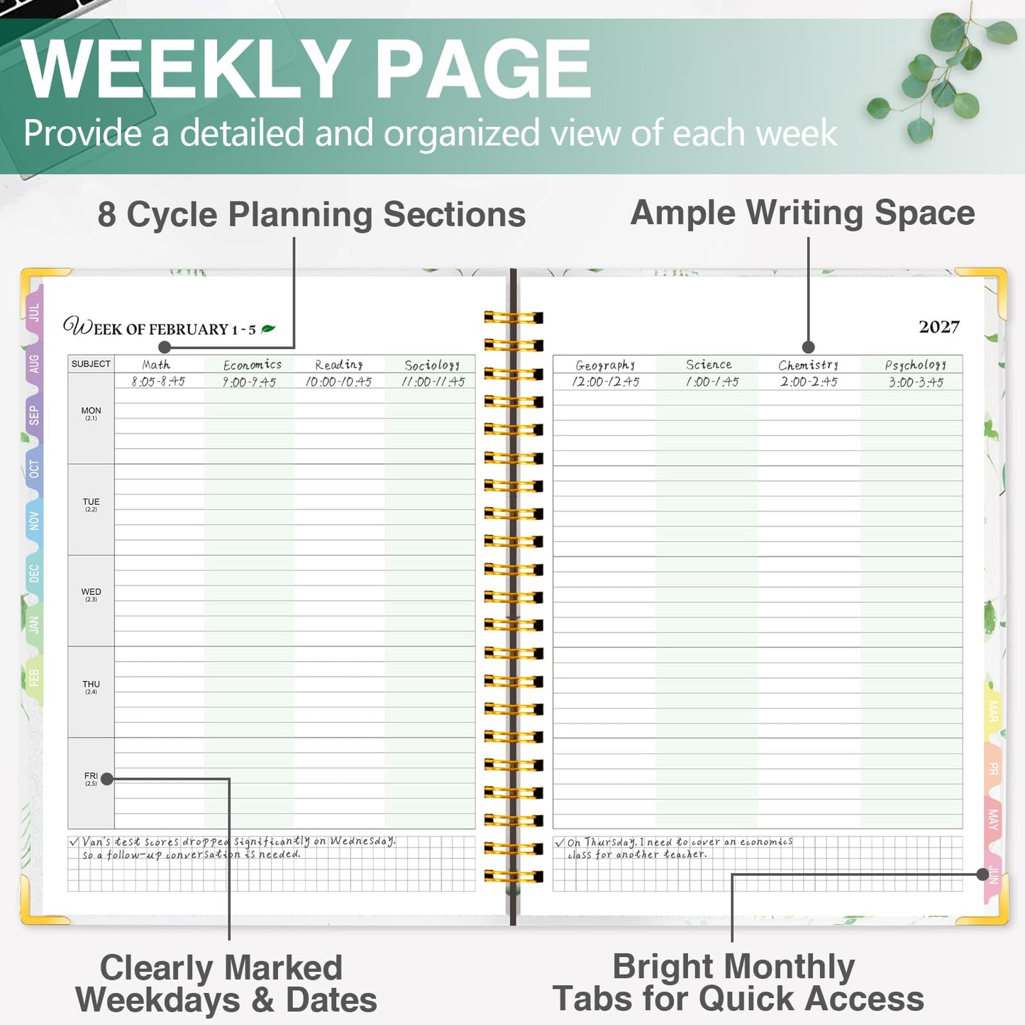 Teacher Planner 2026-2027, 8.5"x11" Large Academic School Year Planner from July 2026 to June 2027, Weekly & Monthly Lesson Planning Book with Pocket & Stickers for School Teachers Supplies